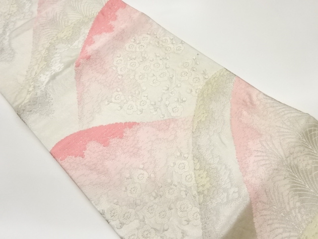 梅に遠山模様織出し袋帯